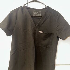 Figs Black V-Neck Scrub Top and High Waisted Bottoms